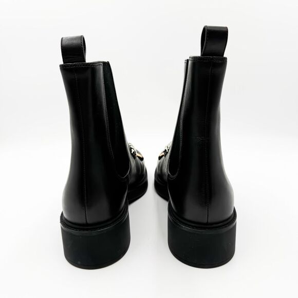 Gucci Deva Horsebit Chain Ankle Boots Combat Black Leather EU 41 US 11 - Picture 6 of 10
